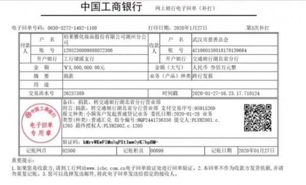 珀莱雅设立1500万慈善公益资金全力支持疫情防护